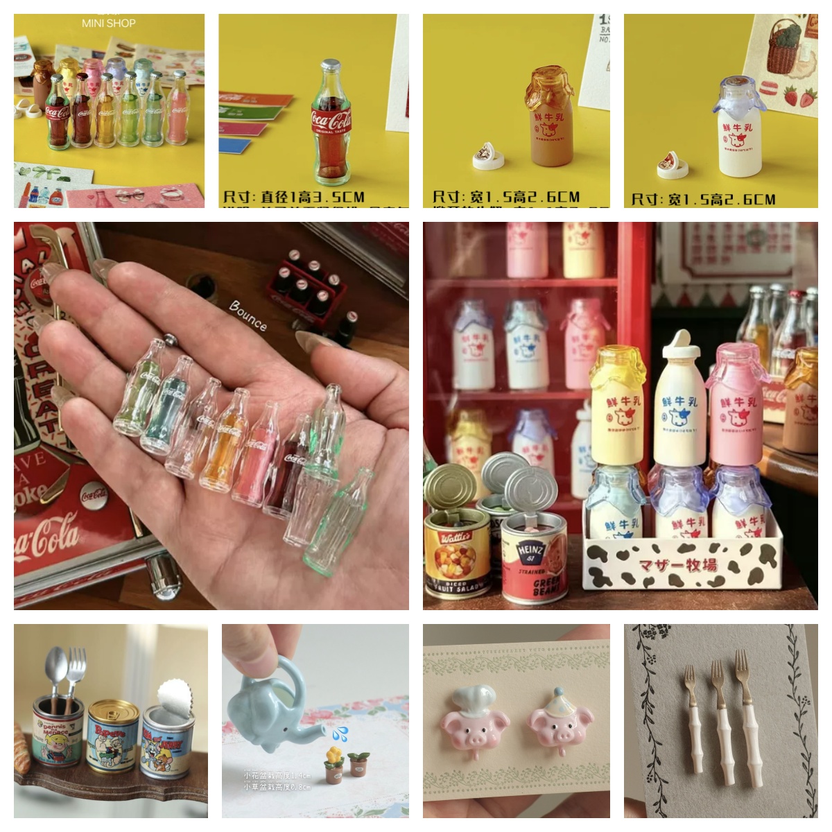 Kids Outdoor Kitchen Accessories - ミニコーラミルクボトルセット 6色ソーダ缶 ドールハウス ミニチュアフード デコレーション キッチンアクセサリー