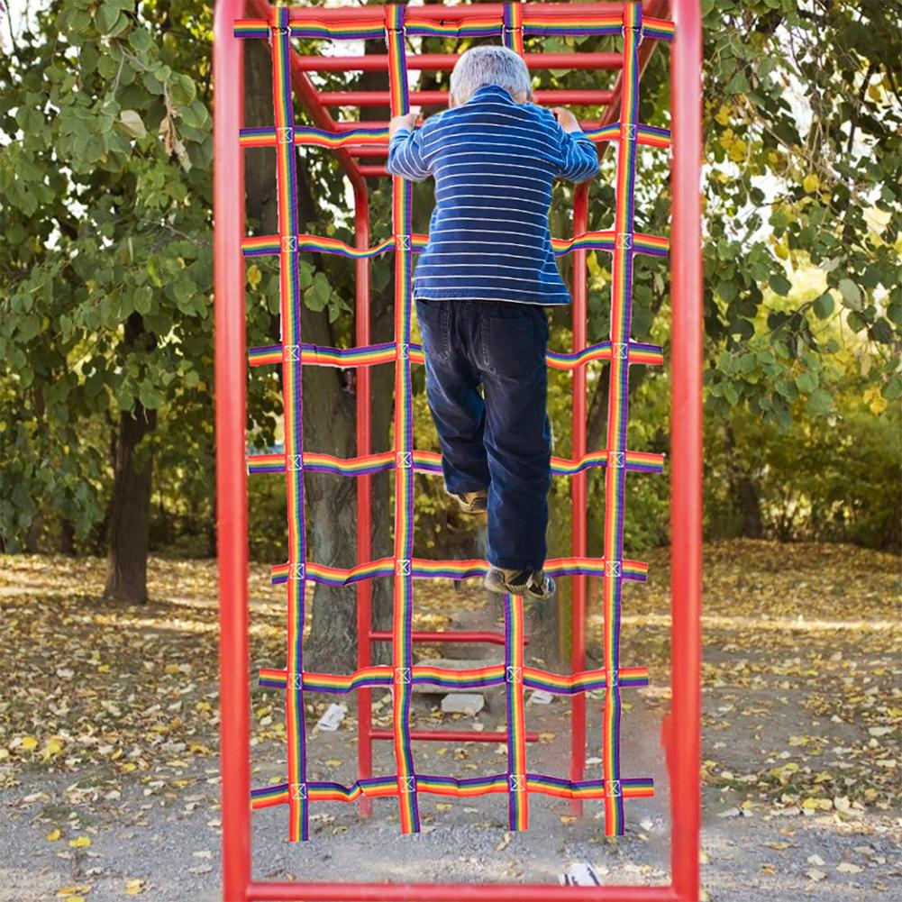 Kids Outdoor Climbing Frame - クロールネット遊び場貨物ネット89インチ × 46インチ虹のためのクライミング子供サマーキャンプ