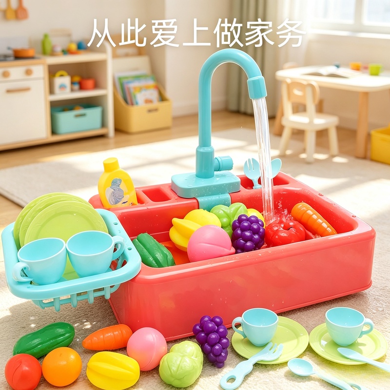 キッチンおもちゃ プラスチック製食器洗いシンクセット、子供向 - Kids Outdoor Kitchen Accessories のレビューと価格