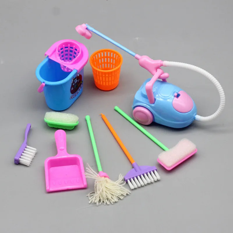 9 個ミニチュアドールハウスクリーニング用品ミニバケツモップ - Kids Outdoor Broom のレビューと価格